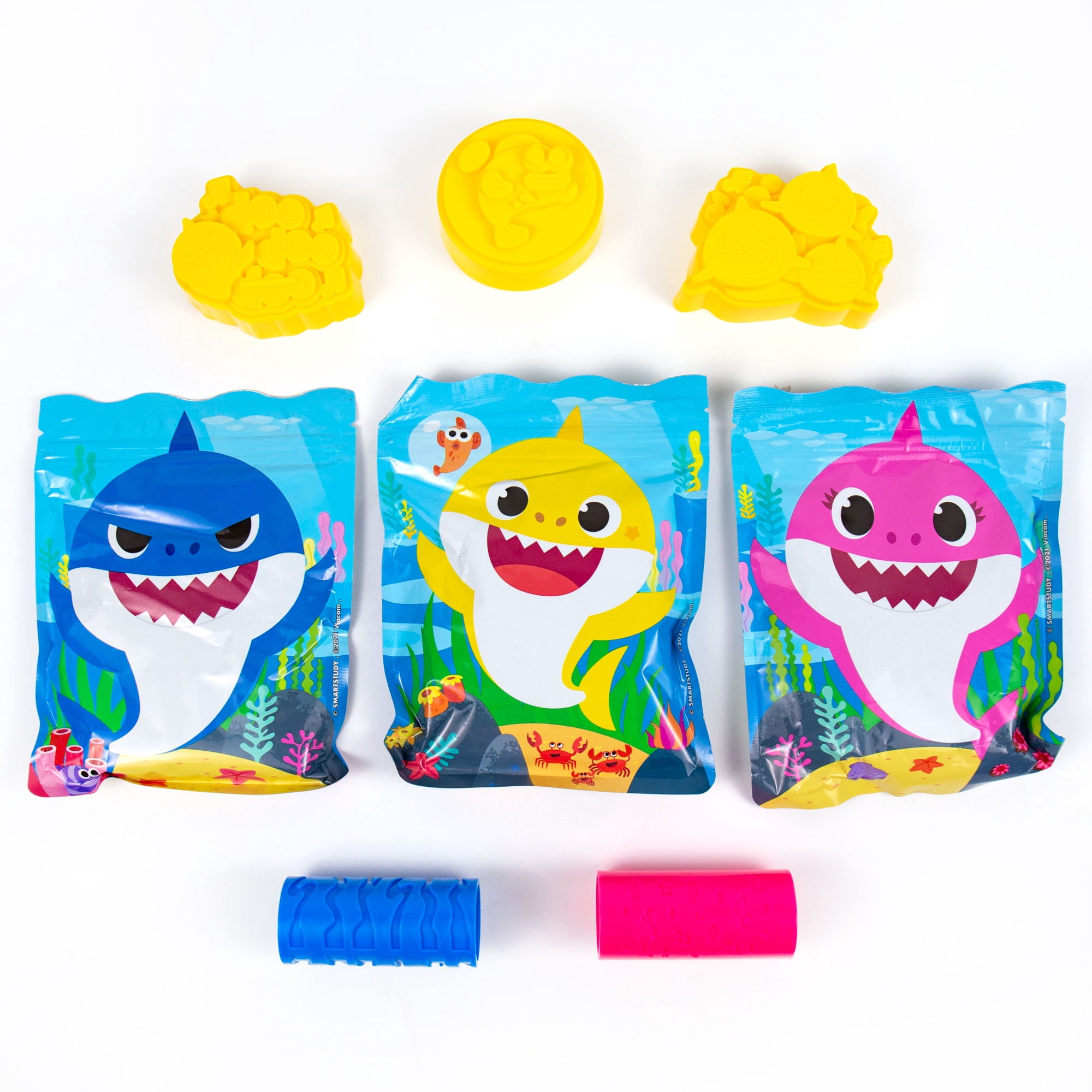 Baby Shark Silimygloops Slimy Sand, Sensory Play Sand & Molds Art & Craft Kit (9 Pieces)