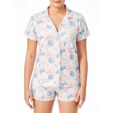 Jessica Simpson Women's Short Sleeve Notch Collar and Short Set