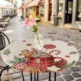 thumbnail image 6 of Christmas Gingerbread Round Tablecloth for 36-44 Inch Tables,Fitted Table Cover with Elastic Edge,Winter Xmas Ball Candy Pine Leaf Beige Waterproof Outdoor Table Cloth Protector for Patio Dinner, 6 of 9
