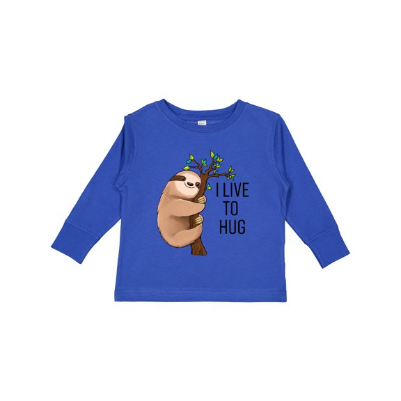Inktastic I Live to Hug Cute Sloth on a Branch Boys or Girls Long Sleeve Toddler T-Shirt