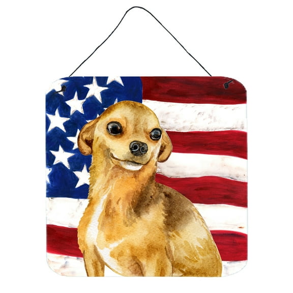 Carolines Treasures BB9658DS66 Chihuahua Patriotic Wall or Door Hanging Prints 6HX6W multicolor