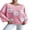 Pink, variant on LMLYSoH Women Loose Knit Sweater Sweet Flower Embroidered Long Sleeve Boat Neck Pullovers Spring Fall Casual Jumpers Tops