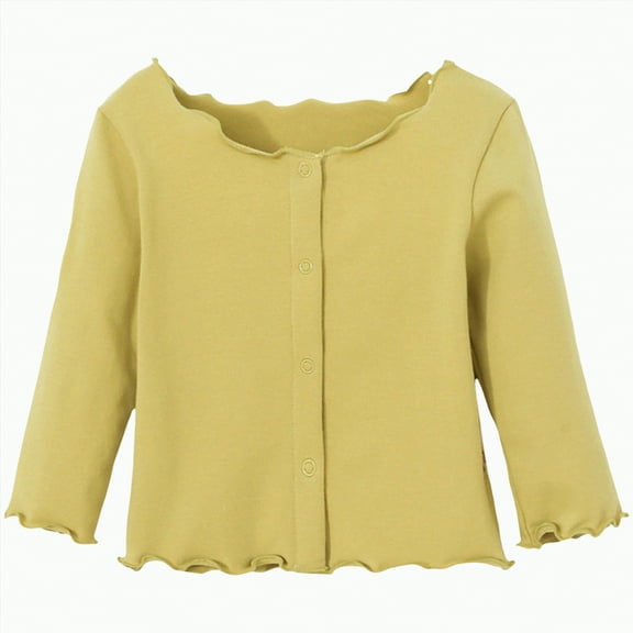 HCNTES Toddlers and Baby Girls Cardigan Sweater Long Sleeve Button Up Knit Sweatshirt Jacket Fall Outfits(2-3 Years,G69-Yellow)