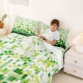 thumbnail image 3 of Erosebridal Green Square Bed Sheets for Boys, Pixelate Miner King Sheets, 4-Piece, 3 of 5