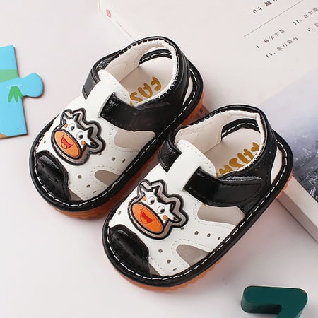 

LoyisViDion Toddler Shoes Clearance Toddler Baby Girls Boys Cartoons Shoes Calf with Voice Cute Soft Crib Summer Sandals Black 0-5Month