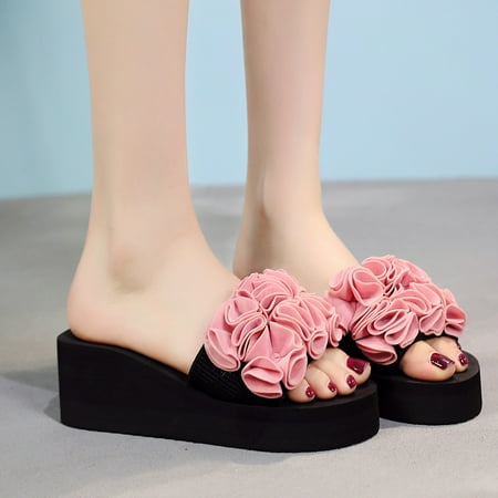 

Women S Slippers Women S Summer Fashion Casual Clip Toe Flip Flops Non-Slip Wedges Beach Slippers Shoes For Women Eva Pink 39