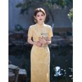 thumbnail image 1 of 2025 Spring and Summer New Short Sleeve Bamboo Hemp Printed Mid-Length Breathable Cheongsam, 1 of 8