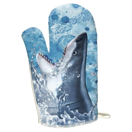 - Hungry Great White Shark Breaching All Over Oven Mitt