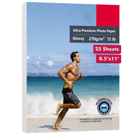 CCOCC Ultra Premium 72LB Photo Paper 8.5x11 Glossy, 72lb 12Mil,picture paper for printer Professional Photographic Paper for Inkjet Epson, HP, Printers,25 Sheets