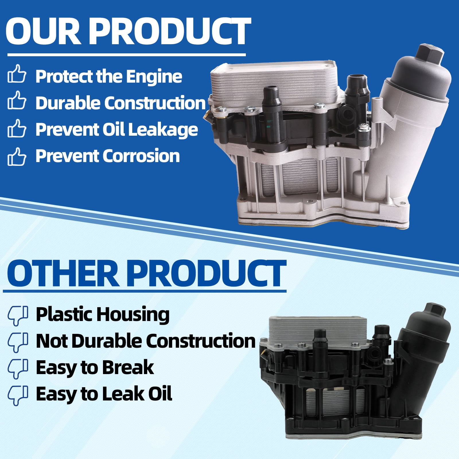 MITZONE Aluminum Oil Cooler Filter Housing Assembly Compatible with 2014-2018 N47 N57 BMW 740Ld X3 328d 535d Base xDrive X5 xDrive35d 3.0L 2.0L L6 L4 Diesel