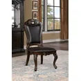 thumbnail image 5 of Traditional Dining Room Furniture 9pc Set Walnut Dining Table w Leaves 2x Arm Chairs 6x Side Chairs Dark Brown Leatherette Seat, 5 of 10
