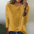 thumbnail image 2 of Arlun Plus Size Long Sleeve Knit Sweaters Top Button down Crewneck Soft Comfortable Pullovers 2025 Fall Winter Solid Color Thin Sweater Stylish Casual Outfits Yellow XL, 2 of 4