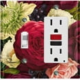 thumbnail image 1 of Metal Light Switch Plate Outlet Cover Elegant Red White Rose Bouquet Wallpaper ROS022, 1 of 13
