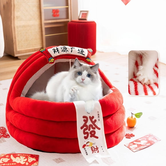 Cama para gatos, nido cálido para gatos de interior, accesorios para mascotas, cama portátil, cómoda y resistente para dormir, cueva para perros M