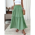 thumbnail image 6 of Sage Green Tiered Flowing Maxi Skirt With Elastic Waist And Pockets, 6 of 6