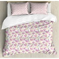 thumbnail image 1 of Tropical Duvet Cover Set King Size, Plumeria and Pink Hibiscus Blossoms Paradise Flowers Hawaii, Decorative 3 Piece Bedding Set with 2 Pillow Shams, Blue Grey Pale Yellow, by Ambesonne, 1 of 3