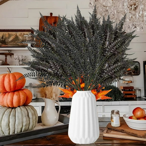 5 plantas artificiales negras de Halloween para decoración interior y exterior - Rellenos de jarrones y macetas de plástico