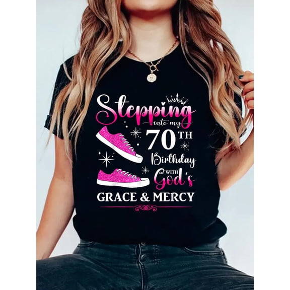 70th Birthday Seventy 70 Years Old Bday Party Funny Womens T-Shirt Women's Graphic Tee Casual Tops