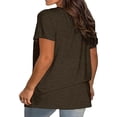 thumbnail image 3 of yillto Plus Size Womens Tops Short Sleeve Baggy Casual Basic Tee V Neck Plain Tunic Blouse Summer Fashion Shirts, 3 of 5