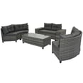 thumbnail image 6 of Harper & Bright Designs 8 Pieces Outdoor Rattan Round Sofa Set, Half-Moon Sectional All Weather, Curved w/Rectangular Coffee Table, Wicker Water-Resistant & UV Protected for Backyard, Gray Cushion, 6 of 16