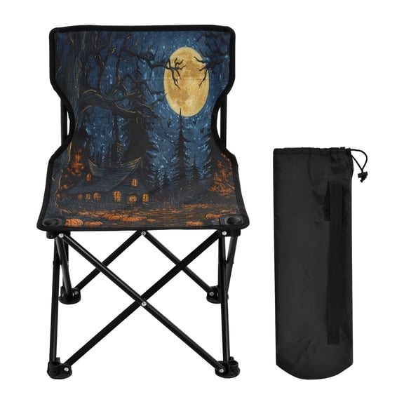 WOBOGO Halloween Decorated Cabin Camping Chair Convenient Four Corner Backrest Folding Stool Can Hold Up to 220lbs
