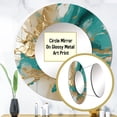 thumbnail image 3 of Designart "Turquoise Gold Liquid Marble" Abstract Marble Rund Mirror For Wall Decor - Large Gold Round Print Mirror - Round Modern Mirror - Wall Mounted Round Large Mirror - 23" x 23", 3 of 6