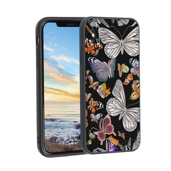 Compatible with iPhone XS Phone Case, Butterflies 71 Case Men Women, Flexible Silicone Shockproof Case for iPhone XS