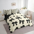 thumbnail image 3 of Feelyou Kawaii Bowknot Child Bedding Comforter Set 7pcs, Dreamy Princess Style Queen Bedding Sets, Girly Black Ribbon Reversible Queen Sheet Sets, Super Cozy Room Decor, 3 of 7
