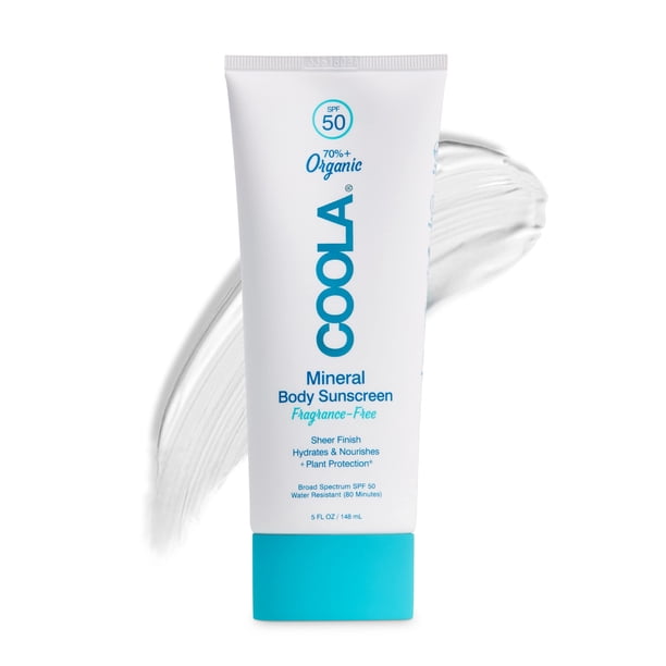 COOLA Protector solar mineral orgánico SPF 50 Loción corporal bloqueador solar Cuidado de la piel probado por dermatólogos para protección diaria Vegano y sin gluten Sin fragancia 5 onzas líquidas