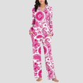 thumbnail image 2 of Cmtiyu Pajamas for Women Set Long Sleeve Notch Collar Button Pockets Top And Pants, Casual Loose Printed Loungewear Set, S-3XL, 2 of 6
