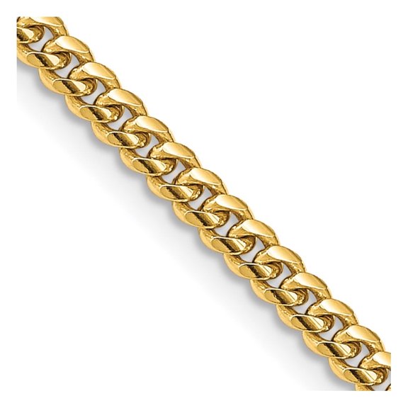 Auriga Fine Jewelry 10K Yellow Gold 3.5 mm Solid Miami Cuban Chain Necklace for Women 18"