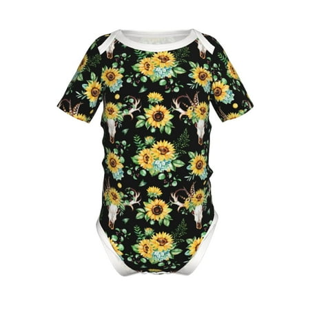 

Yiaed Sunflower Skull Boho Print Infant Climbing Short Sleeve Onesie One-Piece Baby Bodysuit Clothes 0-12 Months -18 Months