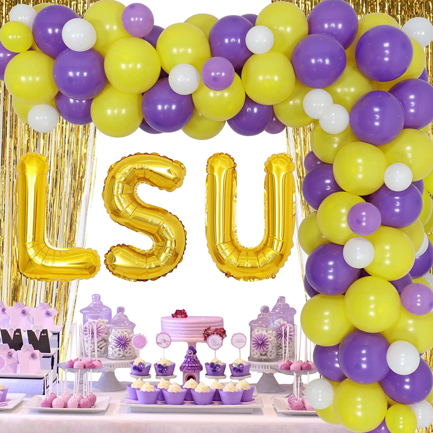 Acrylic LSU Tiger Eye On Yellow Cake Topper - Officially Licensed Party Decoration