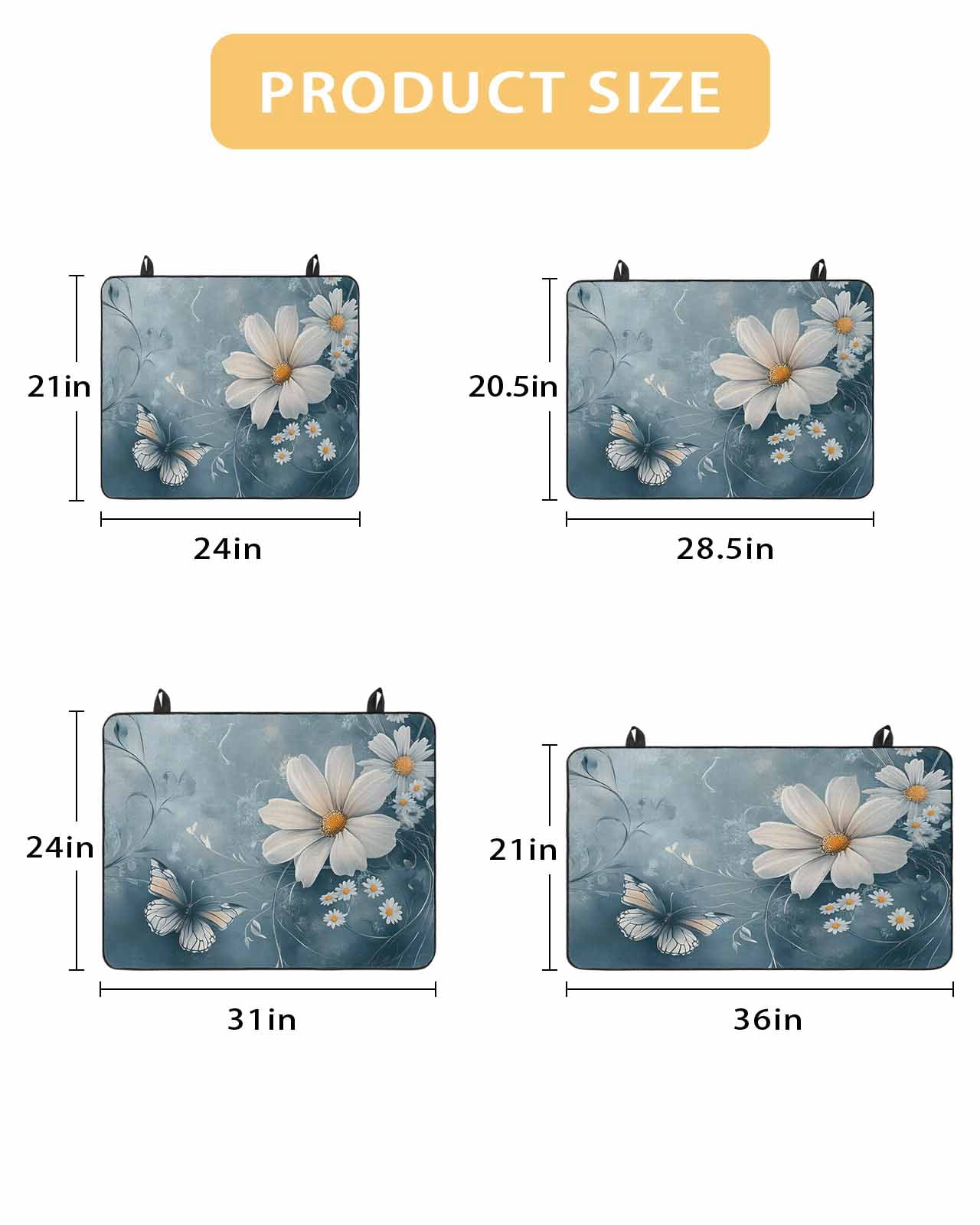 nqOlkjepod Large Induction Cooktop Protector Mat 24"x21", White Daisy Flowers Stove Top Covers for Electric Stove, Pastoral Modern Butterfly Botanical Stove Burner Cover Mats, Glass Top Stove Cover