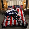 thumbnail image 1 of Dirt Bike Comforter Set King Motocross Comforter Retro American Flag Bedding, 1 of 5