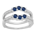 thumbnail image 2 of Dazzlingrock Collection 14K Blue Sapphire & White Diamond Wedding Band 3 Stone Enhancer Guard Double Ring, White Gold, Size 4.5, 2 of 9
