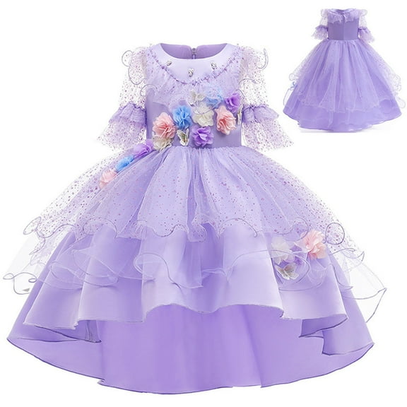 Girls Magical Floral Princess Halloween Costume Dress Kids Birthday Christmas Dress Up
