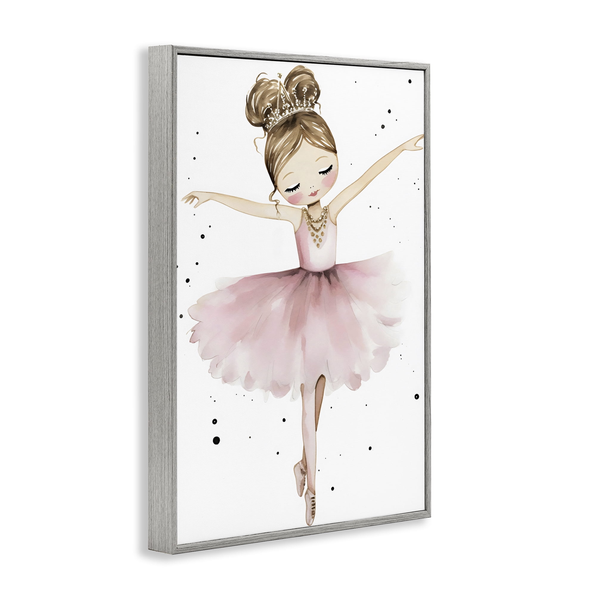 Stupell Industries Pointe Princess in Pink Tutu Gray Framed Giclee Art, design by Creative Studio