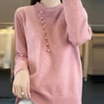 thumbnail image 3 of Cameland Pull Tricoté Mode Décontractée pour Femmes Col Rond Bouton Couleur Unie Base Ample, 3 of 7