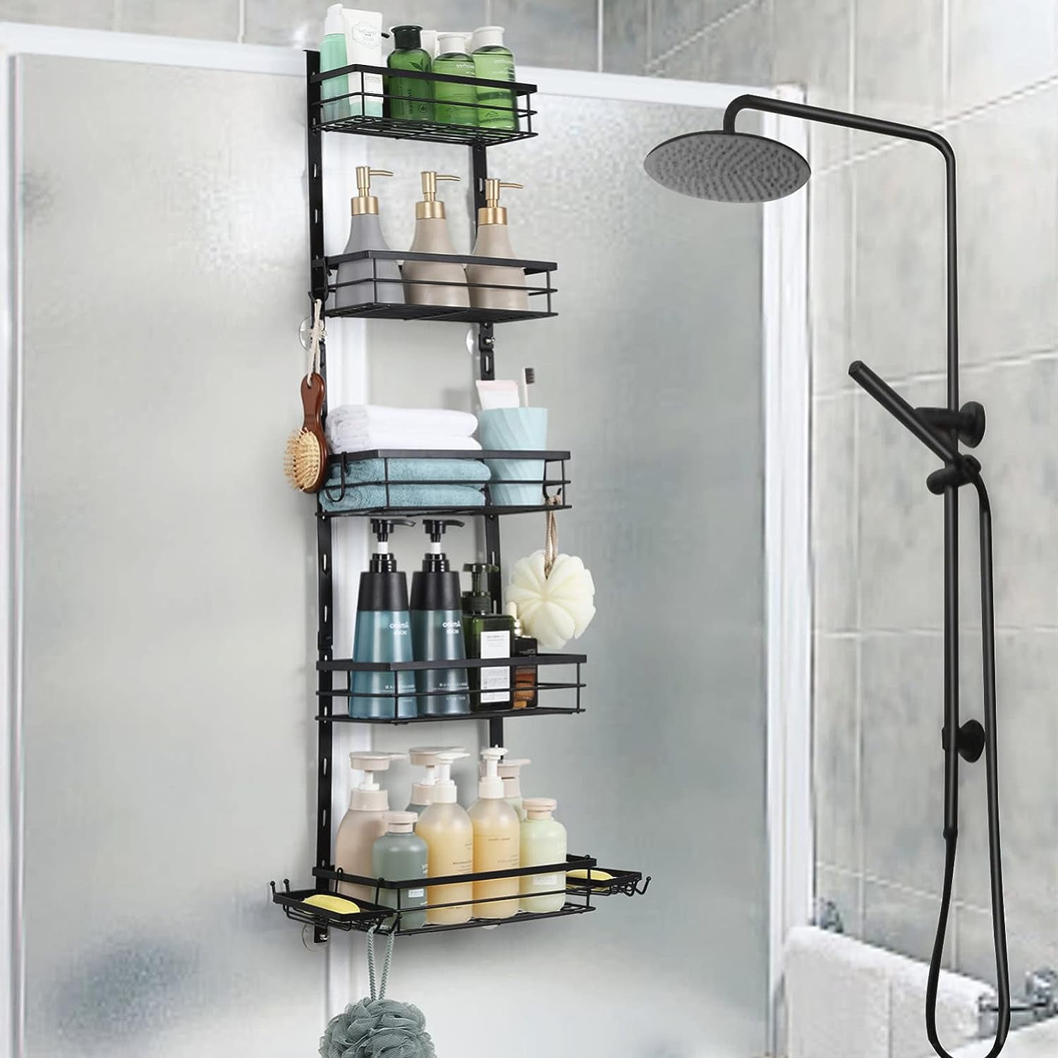 Oumilen Over the Door Shower Caddy, 3-Tier Hanging Shower Organizer Shelf,  Silver PSHKS155 - The Home Depot