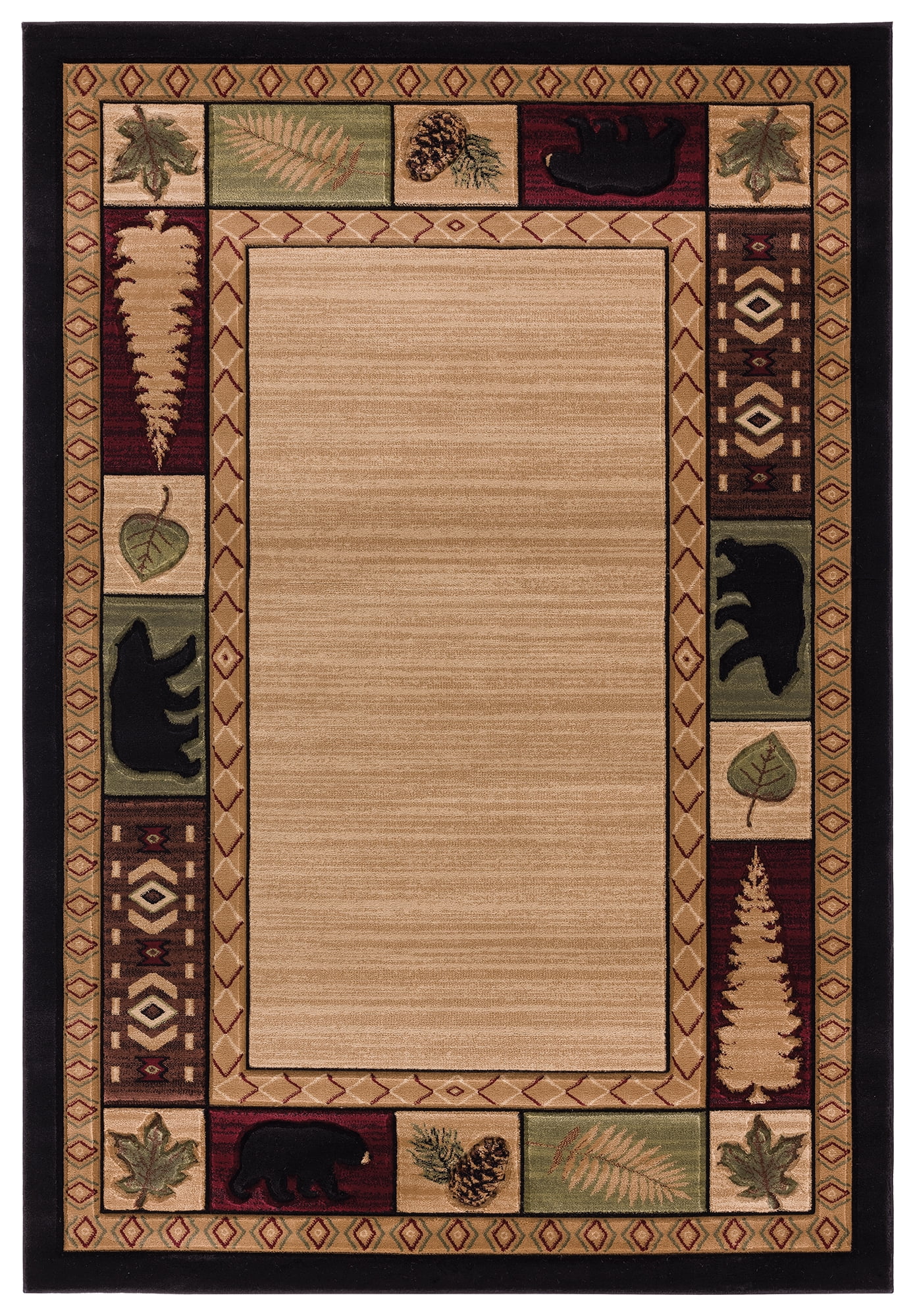 United Weavers Rustic Forest Cimarron Lodge Border Area Rug, Beige, 2'7" x 4'2"
