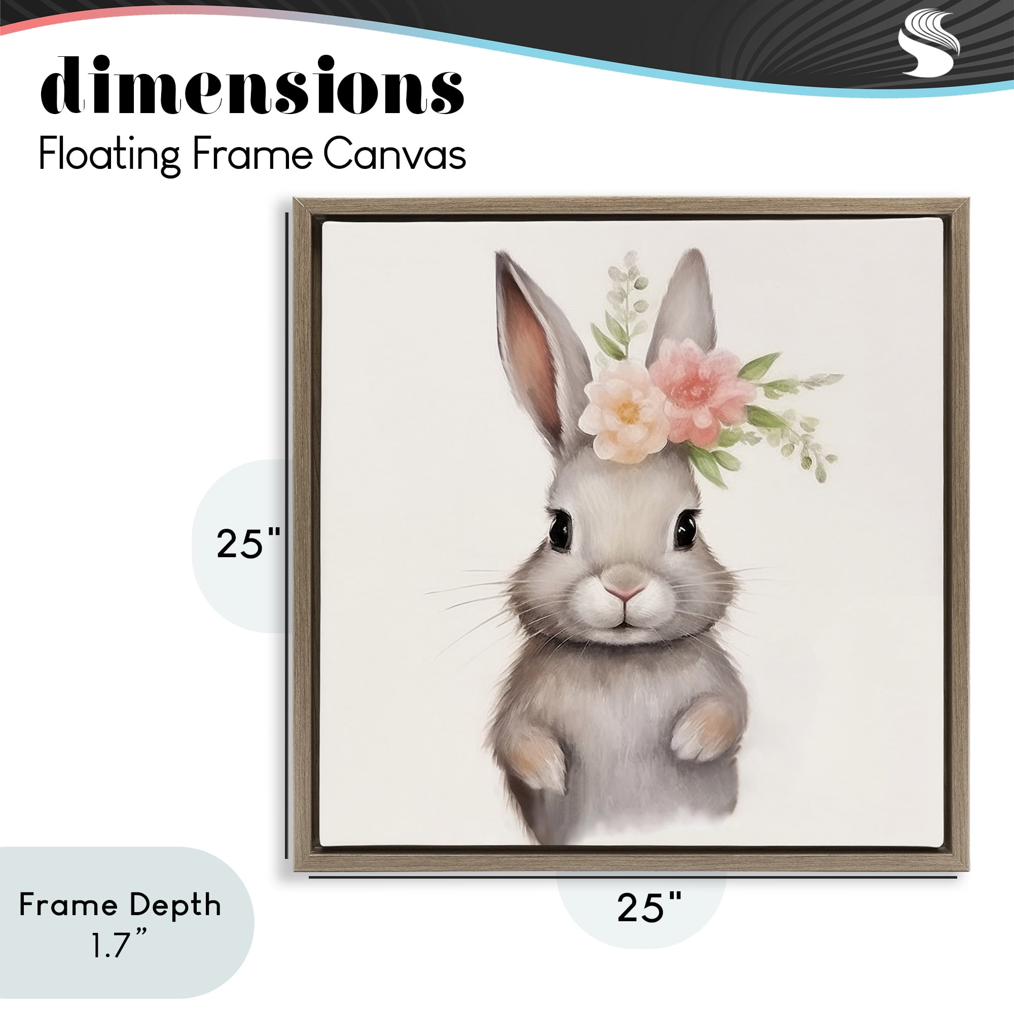 Stupell Industries Sweet Floral Crowned Bunny Brown Framed Floater Canvas Wall Art, design by Lazar Studio