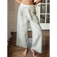 thumbnail image 3 of Biezeib Women's Daisy Eyelet Pattern Pants Drawstring Elastic Waist Loose Wide Leg Trousers for Summer, 3 of 6