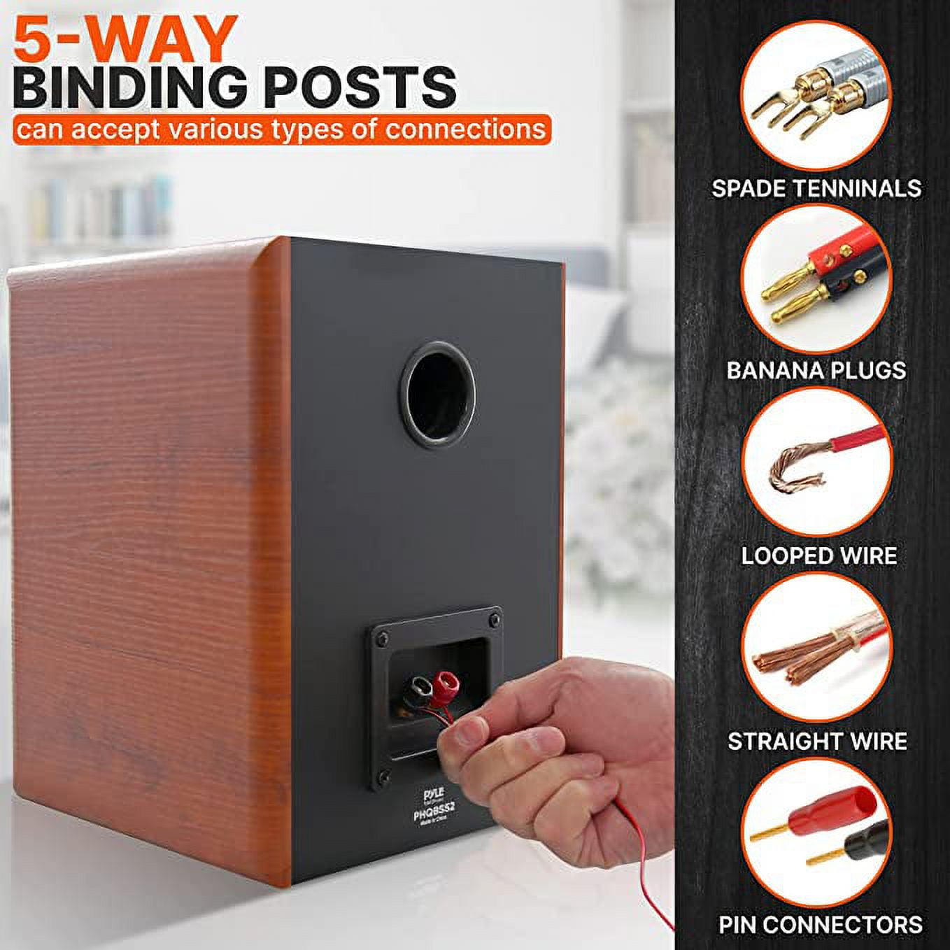 Pyle 5.25" Home Wooden Bookshelf Speakers 200W Max Power 1" Silk Dome Tweeter & Aluminum Voice Coil