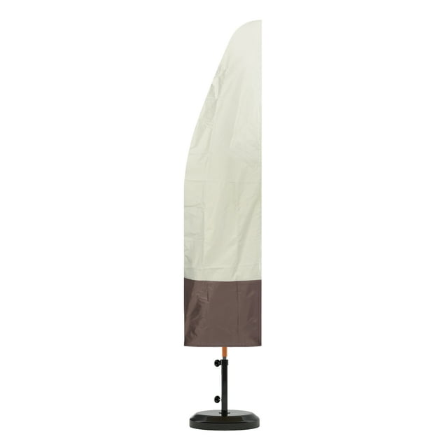 Cubierta de paraguas de patio Uxcell, cubierta de parasol de plátano al aire libre de 420D con poste para paraguas offset de 7 a 11.5 pies, beige y marrón