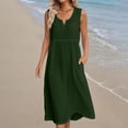 thumbnail image 2 of Horkkom Maxi Dresses for Women Summer V Neck Solid Color Sleeveless Dress Casual Long Vacation Beach Dresses L, 2 of 5