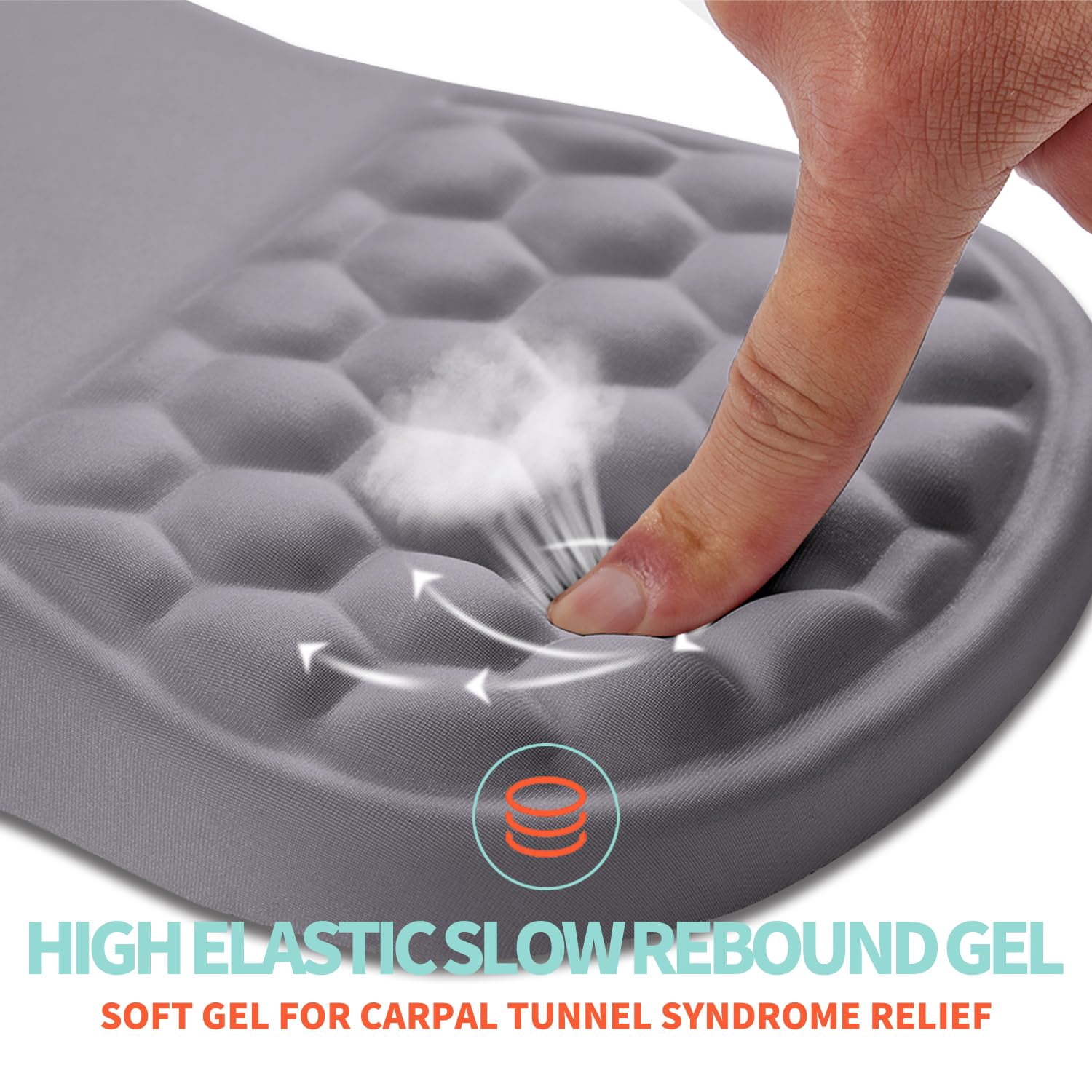 Mouse Pad Wrist Support With Memory Foam Massage Bulge  Carpal Tunnel Mousepad Rest For Mouse(12x8 Inch Gray Light Purple)