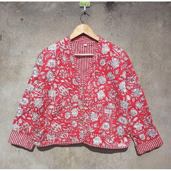 Indian Handmade Quilted Jacket Coats, Unique and Comfortable Warm Layering Piece for Cold Days, Ideal Gift for Her Christmas_XXL