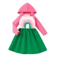thumbnail image 2 of gljltg Toddler Baby Kids Winter Girls Solid Color Multicolour Mesh Long Sleeved Clothes Hooded Dress, 2 of 8