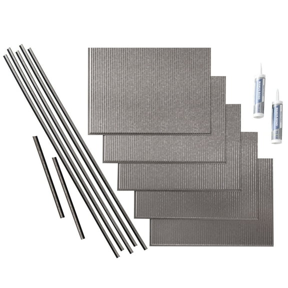 FASÄDE Rib Decorative Vinyl Backsplash 15 sq ft Kit in Galvanized Steel